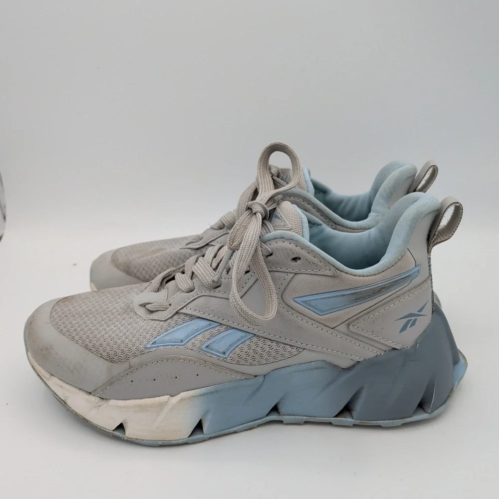 Reebok Zig Dynamica‎ 4 Womens Grey Blue Running Shoes Sneakers US 5.5 FFC0096069